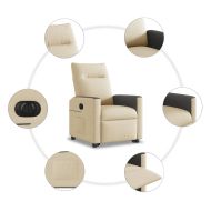 Електрически изправящ реклайнер стол, кремав, текстил