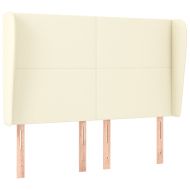 Горна табла с уши, кремава, 147x23x118/128 см, изкуствена кожа