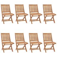 Сгъваеми градински столове с възглавници, 8 бр, тик масив