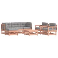 Градински комплект с възглавници, 7 части, дугласко дърво масив