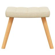 Релакс стол с табуретка, кремав, текстил