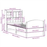 Легло с етажерка за книги, без матрак, 90x200 см, бор масив