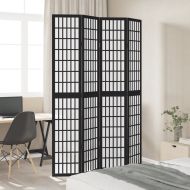 Разделител за стая, 4 панела, черен, дърво пауловния масив