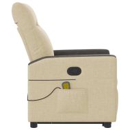 Изправящ масажен реклайнер стол, кремав, текстил