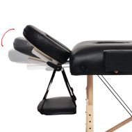 Сгъваема масажна кушетка с 2 зони, 10 см плътен пълнеж, черна