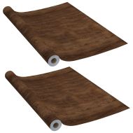 Самозалепващо фолио за врати, 2 бр, тъмен дъб, 210x90 см, PVC