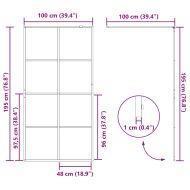 Стена за душ с прозрачно ESG стъкло, 100x195 см, черна