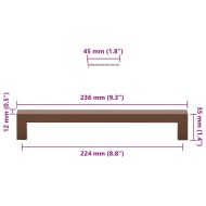Дръжки за шкафове, 5 бр, бронз, 224 мм, неръждаема стомана
