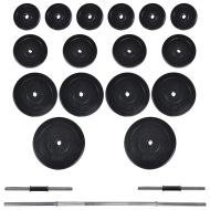 Комплект лежанка със стойка за лост, щанга и дъмбели, 60,5 кг