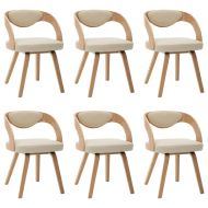 Трапезни столове, 6 бр, кремави, извито дърво и изкуствена кожа