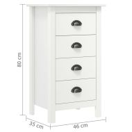 Сайдборд Hill бял 46x35x80 см борово дърво масив