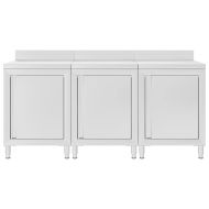 Търговска работна маса с шкаф 180x60x96 см неръждаема стомана