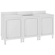 Търговски кухненски шкаф за мивка, 180x60x96 см, инокс