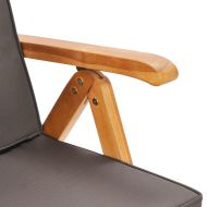 Градински трапезен комплект сиви възглавници 5 части тик масив