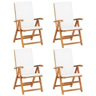 Градински трапезен комплект с възглавници, 5 части, тик масив