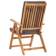 Градински трапезен комплект сиви възглавници 9 части тик масив