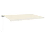 Автоматичен сенник, LED и сензор за вятър, 600x300 см, кремав