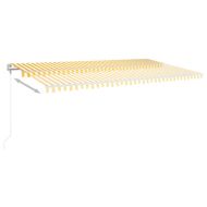 Автоматичен сенник LED и сензор за вятър 600x300 см жълто/бяло