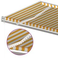 Автоматичен сенник LED и сензор за вятър 600x300 см жълто/бяло