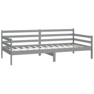 Дневно легло с матрак, 90x200 см, сиво, борово дърво масив