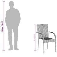 Стифиращи външни столове, 4 бр, полиратан, черни