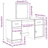 Комплект тоалетка с огледало, меденокафяво, борово дърво масив
