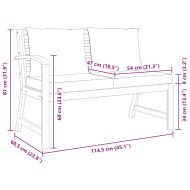Градинска пейка 114,5 см с кремава възглавница, акация масив