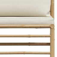 Градински лаундж комплект кремави възглавници 2 части бамбук