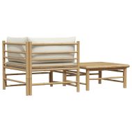 Градински лаундж комплект кремави възглавници 2 части бамбук