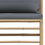 Градински лаундж комплект тъмносиви възглавници 2 части бамбук