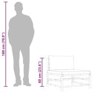 Градински среден диван с тъмносиви възглавници, бамбук