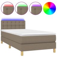 Боксспринг легло с матрак и LED, таупе, 90x200 см, плат