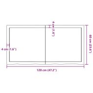 Плот за баня 120x60x(2-6) см необработено масивно дърво