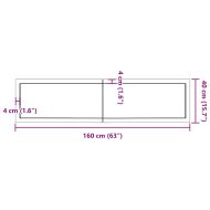 Плот за маса тъмнокафяв 160x40x(2-4) см обработен масивен дъб