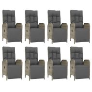 Градински трапезен комплект 9 части с възглавници сив полиратан