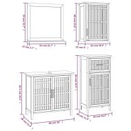 Комплект мебели за баня, 4 части, масивна орехова дървесина