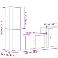Комплект ТВ шкафове от 4 части, опушен дъб, инженерно дърво