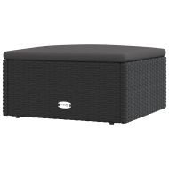 Градинска табуретка за крака с възглавница, черна, полиратан