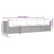 Градински комплект с възглавници, 4 части, кафяв, полиратан