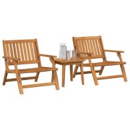 Градински стол 3 pcs Кафяво Солидно акациево дърво