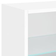 ТВ стенни модули с LED, 5 части, бели, инженерно дърво