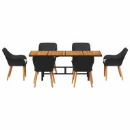 Комплект за хранене в градината 7 pcs Черно полиратан