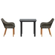 Комплект за хранене в градината 3 pcs Сив полиратан