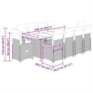 Градински бистро комплект с възглавници 11 части сив полиратан