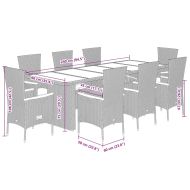 Градински трапезен комплект 9 части с възглавници сив полиратан