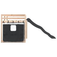 Двуетажно легло с пързалка и завеси, бяло и черно, 80x200 см