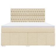 Боксспринг легло с матрак, кремава, 180x200 см, плат