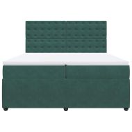 Боксспринг легло с матрак, тъмнозелено, 200x200 см, кадифе