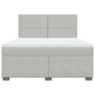 Боксспринг легло с матрак, светлосиво, 180x200 см, кадифе