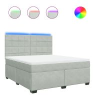 Боксспринг легло с матрак, светлосиво, 180x200 см, кадифе